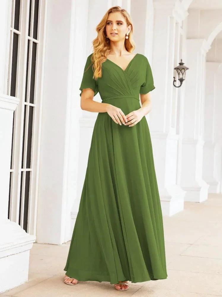 Numbersea Formal Prom Gowns for Mother of The Bride Short Sleeves Bridesmaid Dress 28049 by numbersea