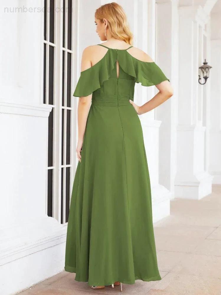 ZapDress Cold Shoulder Long Bridesmaid Dresses Side Slit Formal Prom Gowns Party Wedding 28070 (ZD16993)