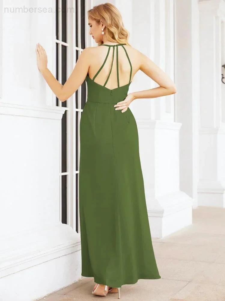 ZapDress Spaghetti Strap Bridesmaid Dresses V-Neck Long A-Line Formal Prom Gowns 28063 (ZD17045)