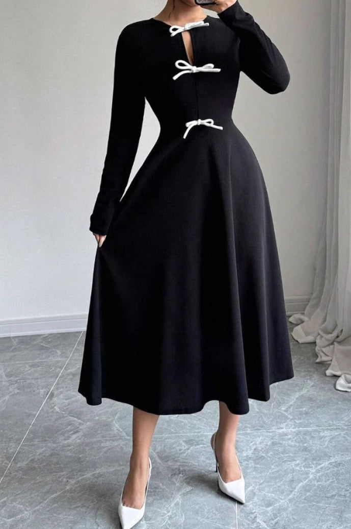 Lace Panel Black Bodycon Dress