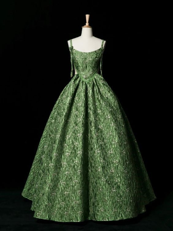 Beautiful Ball Gown Unique Green Long Prom Dress A Line Evening Dress - VelvetHem
