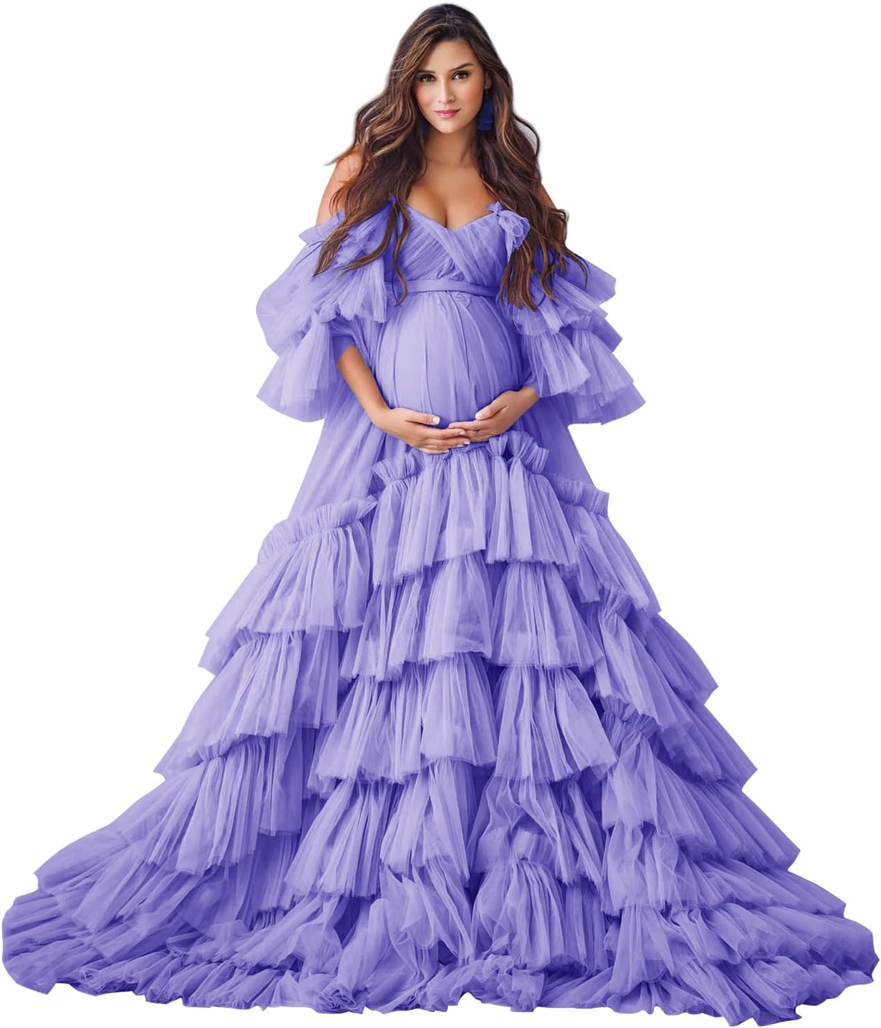 Puffy Tulle Robe Maternity Dress for Photoshoot Sheer Bridal Lingerie Wedding Gown Long Baby Shower Pregnancy Dresses