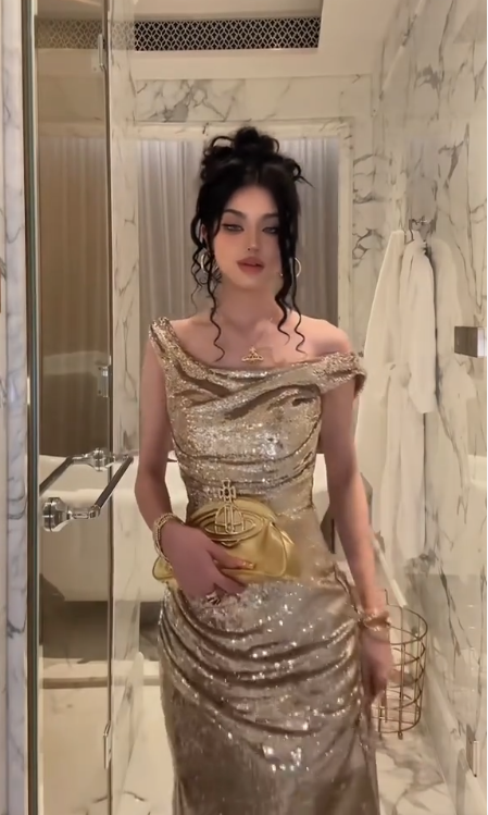 Elegant Champagne Gold Sequins Mermaid Prom Dress,Off Shoulder Slit Long Prom Dress Party Gown