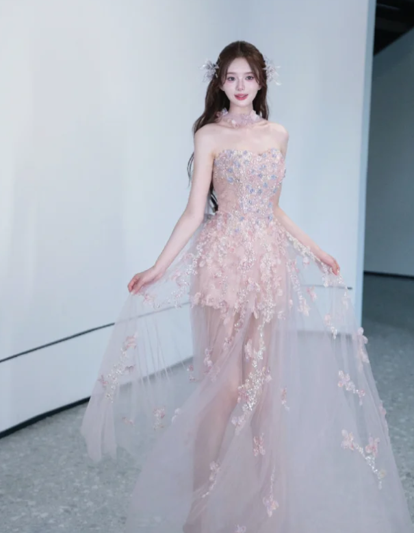 Strapless Tulle Prom Party Dress Birthday Dress Evening Dress - VelvetHem