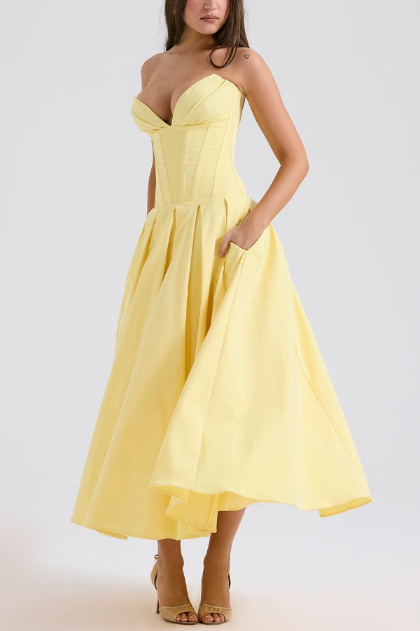 Lorelei Exclusive Strapless Midi Dress Premium Wardrobe Essential
