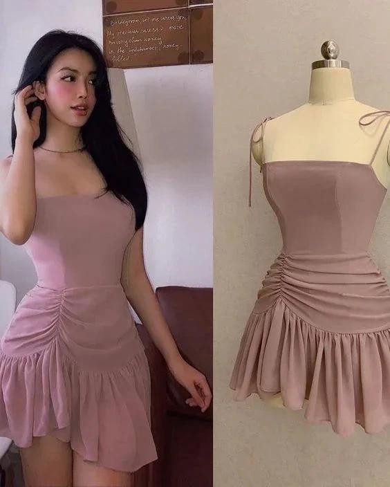 Black Straps A-line Simple Party Dress Short Homecoming Dress Y1904 by simplepromdress