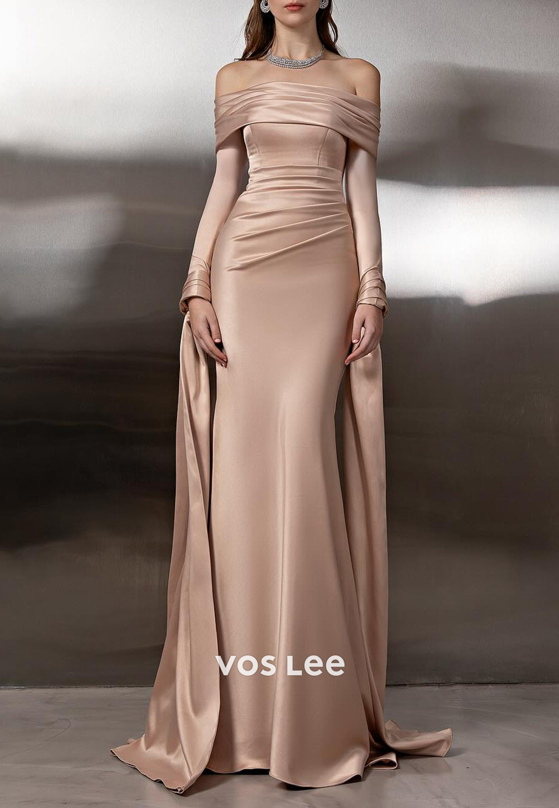 Couture & Ornate Off the Shoulder Long Sleeve Mermaid Prom Dresses