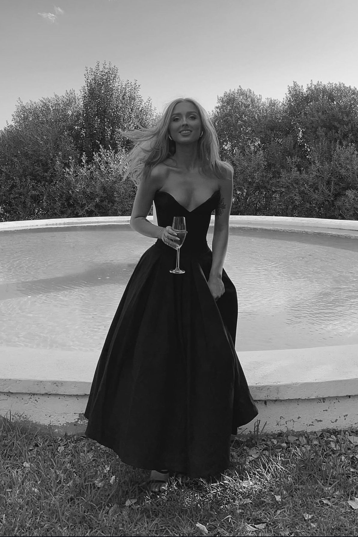 Trendy A Line Sweetheart Black Tea Length Corset Party Dress