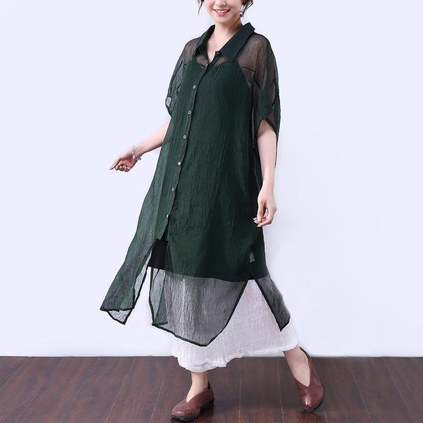 Loose Transparent Button Commuter Dress