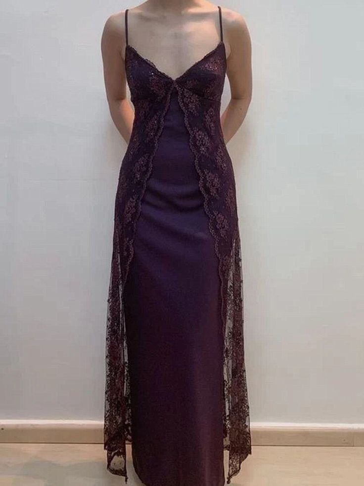 Vintage Lace Satin Evening Dress Formal Prom Dress - VelvetHem