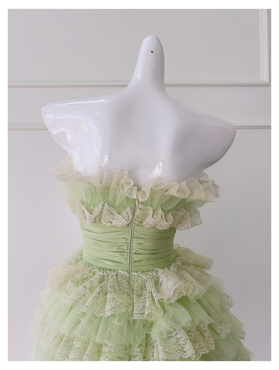 Cute Light Green Tulle Tiered Short Homecoming Dress Short Party Dress