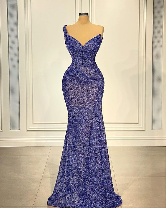 Blue Elegant Exquisite Evening Dress Floor Length Dubai Arabic Prom Dress Y4732 - VelvetHem