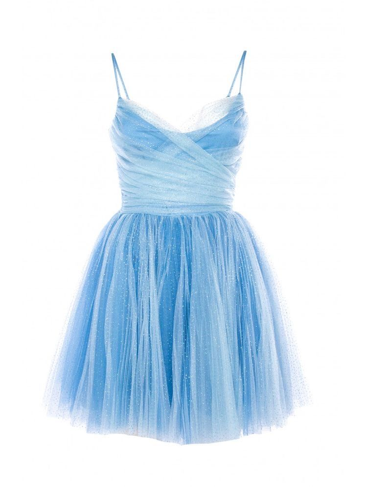 Cute Blue Spaghetti Straps Homecoming Dress,Blue Tulle Party Dress ,Y2528 - VelvetHem