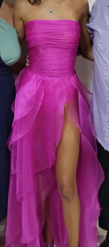 Hot Pink Simple Strapless Evening Dress Long Prom Dress Y7980 - VelvetHem