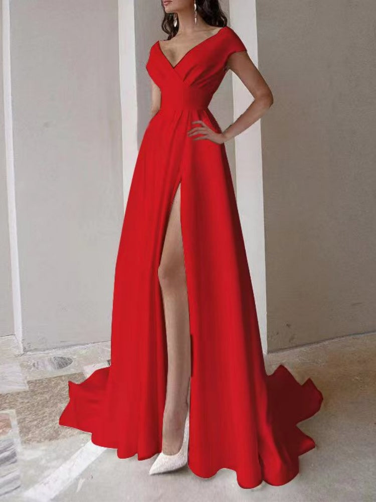 Flowy Ruffled Evening Dress