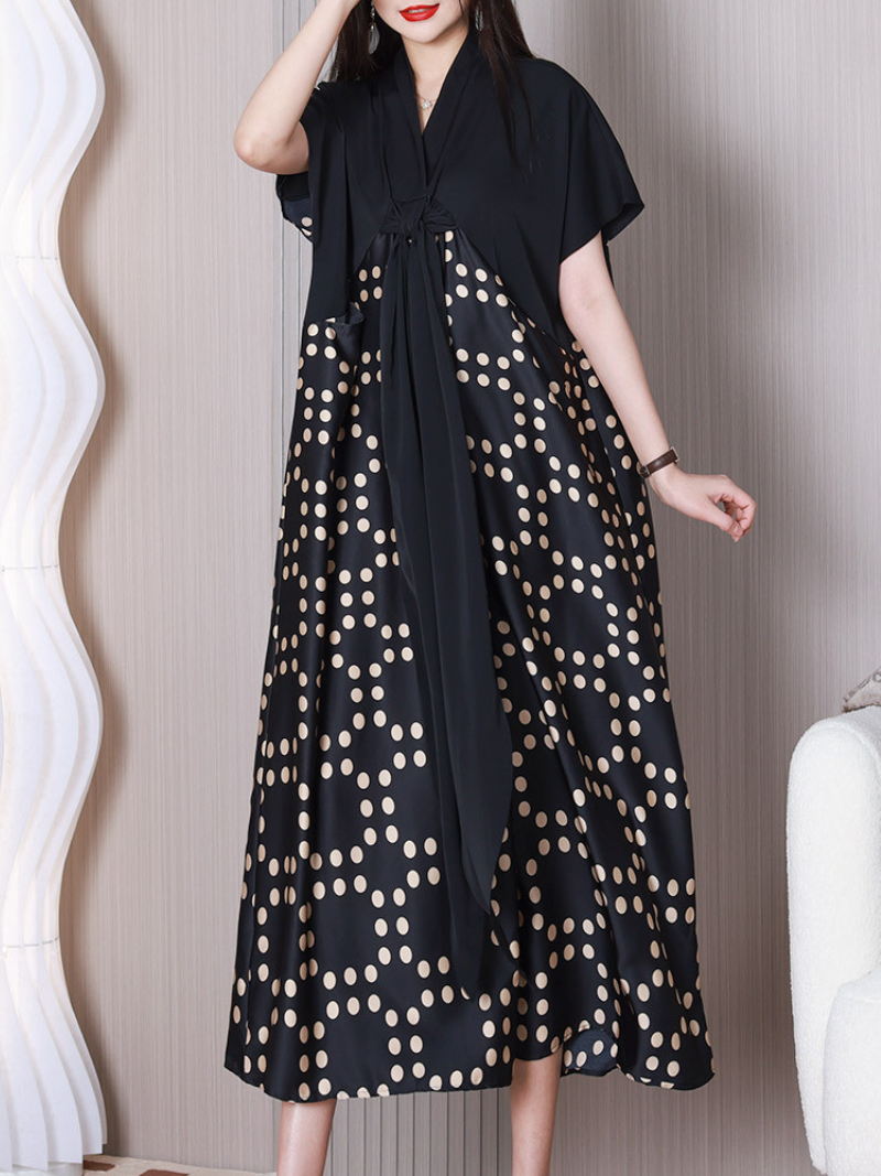 Time Will Come V-neck Short Sleeves A-line Dress