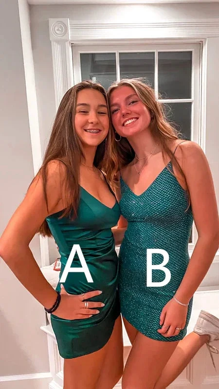 Green Spaghetti Straps Short Homecoming Dress Green Graduation Dress For Teens (ZD12262) - VelvetHem