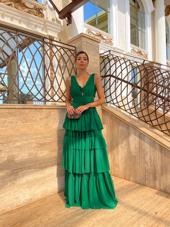 A Line Green Evening Dress Long Formal Occasion Dresses Y4725 - VelvetHem