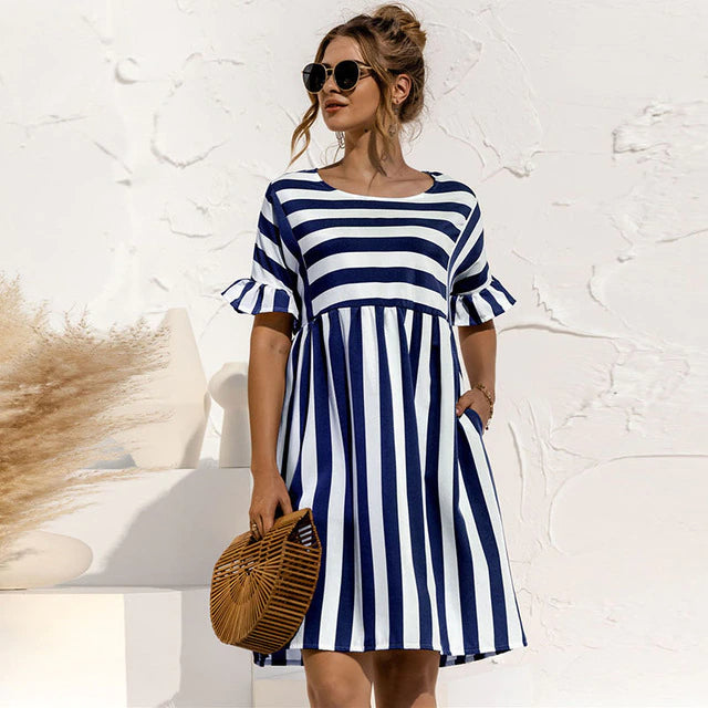 Norma Elevated Striped Summer Dress Statement Occasion Edit