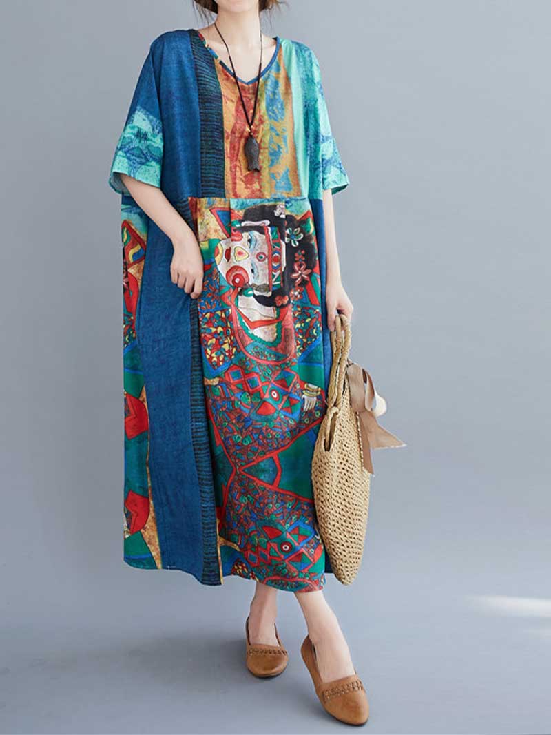 Never Give Up Printed Smock Dress