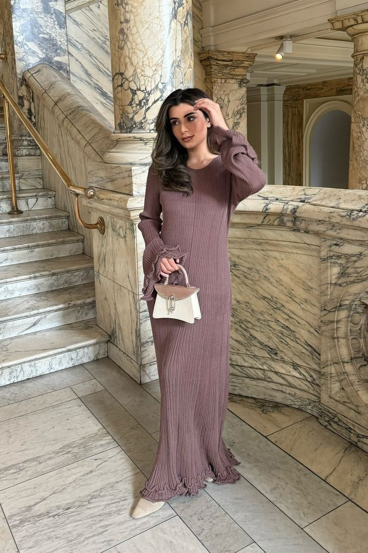 Ruffled Long Sleeve Bodycon Maxi Dress - View 7 | VelvetHem