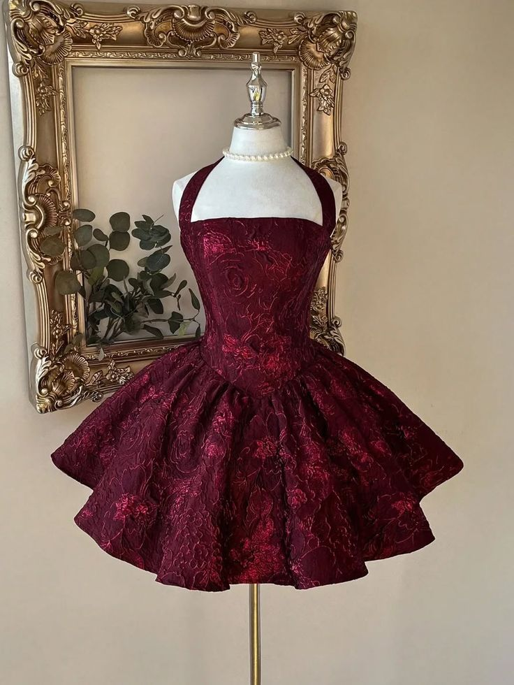 Burgundy Short Prom Dress 21st Birthday Outfit Evening Dress Party Dress - VelvetHem