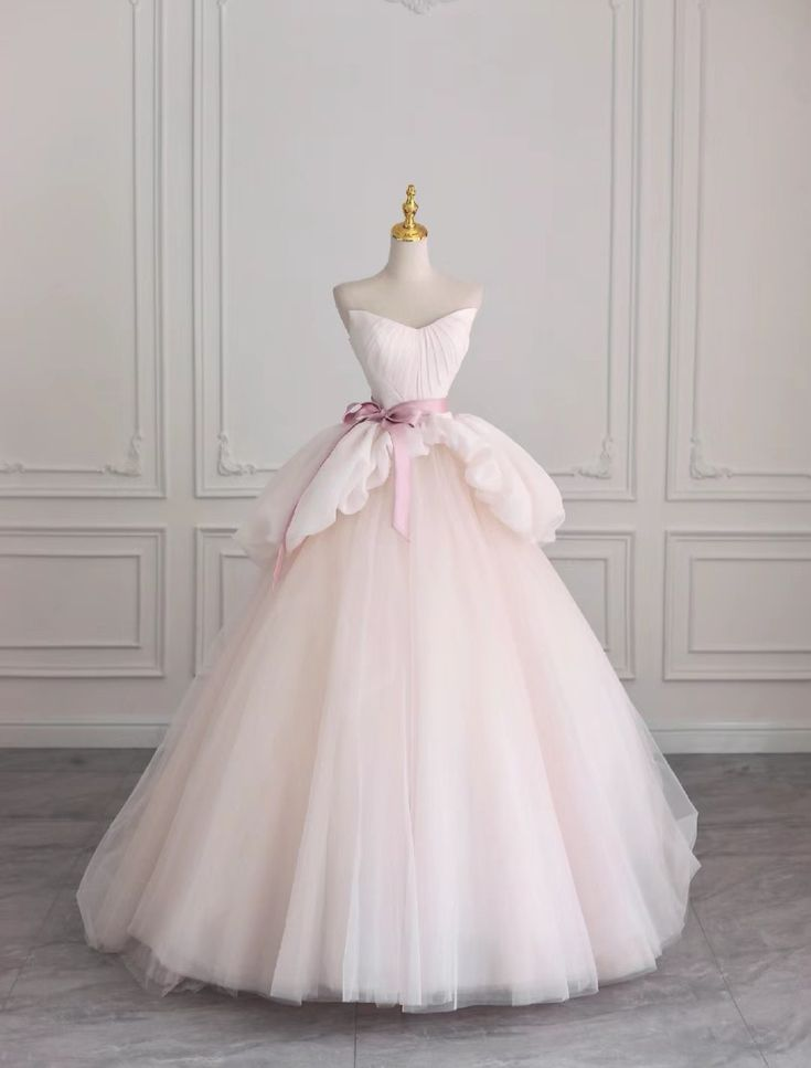 Sweet Light Pink Tulle A Line Ball Gown Elegant Prom Dress Birthday Dress - VelvetHem