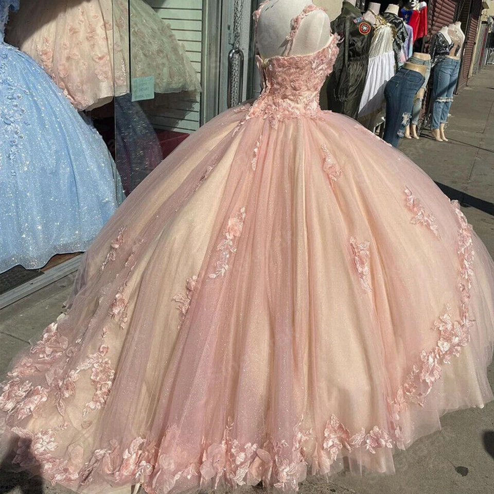 Elegant Tulle Appliques Ball Gown Sweet 16 Dress Y397