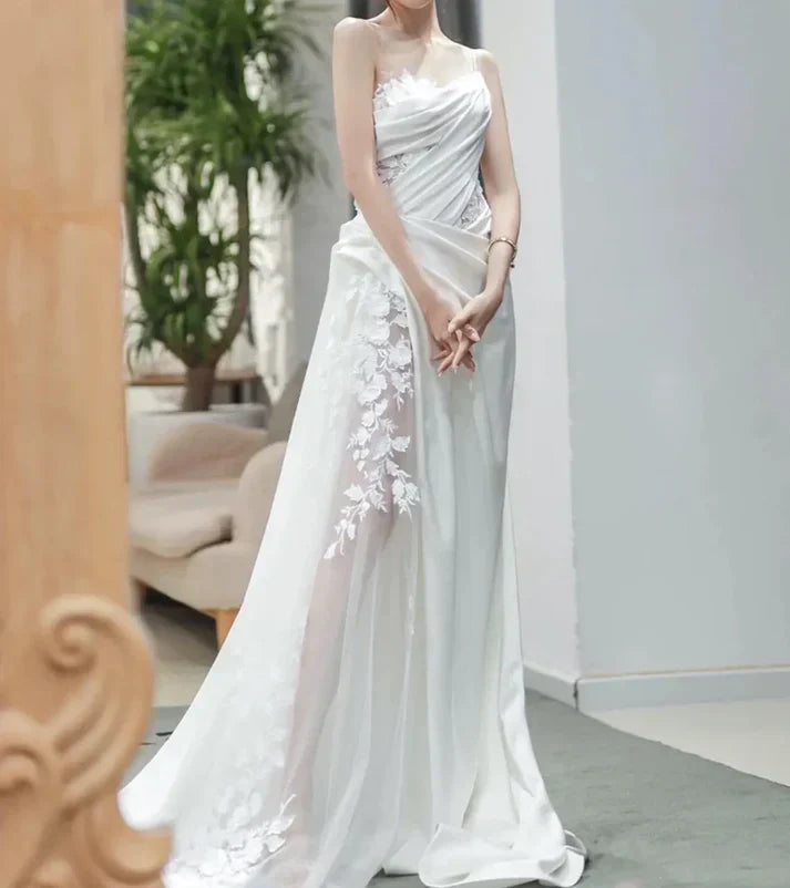 A Line White Birthday Party Dress Lace Wedding Dress fg7279