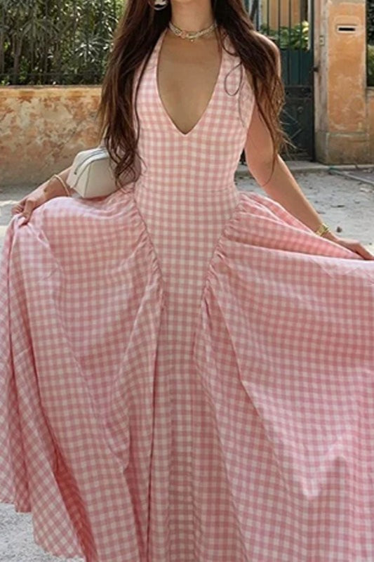 Elegant Waist-Pleated Maxi Dress - View 4 | VelvetHem