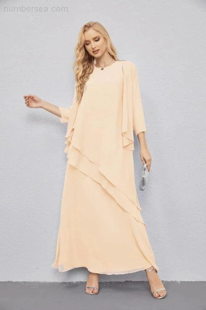 Mother of Bride Dresses with Open Front Lightweight Cardigan Formal Prom Gown 28081 (ZD16990)