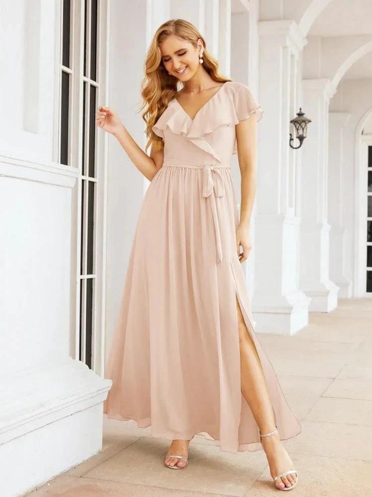 Bridesmaid Dresses with Flutter Sleeves Formal Evening Party Prom Gowns 28044 by numbersea