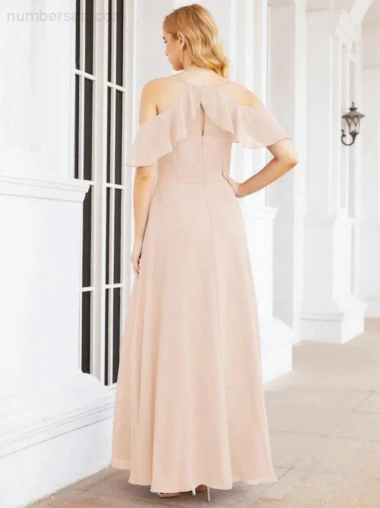ZapDress Cold Shoulder Long Bridesmaid Dresses Side Slit Formal Prom Gowns Party Wedding 28070 (ZD16993)