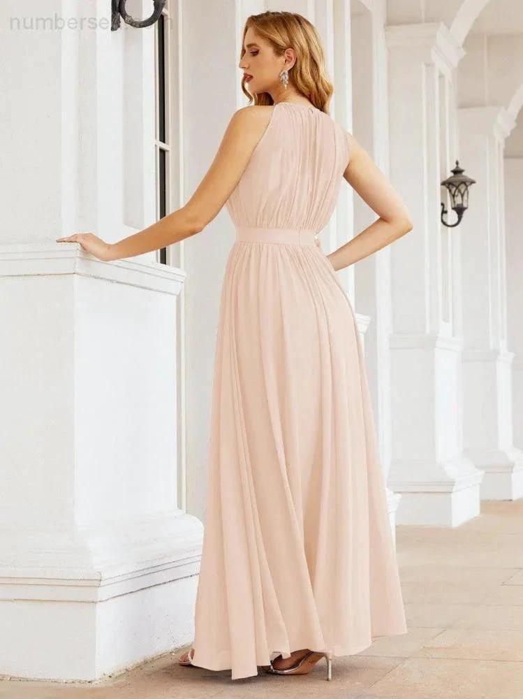 ZapDress Halter Bridesmaid Dress Empire Waist Formal Evening Prom Gown for Mother of The Bride 28030 (ZD17026)