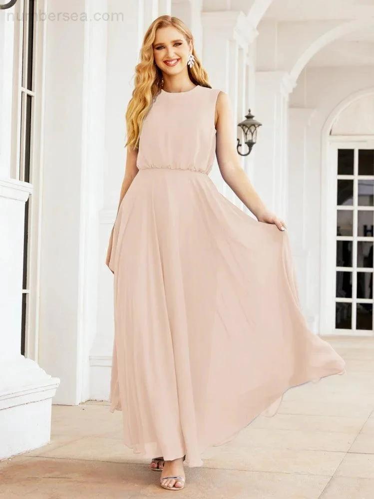 ZapDress Sleeveless Long Bridesmaid Dress A line Formal Evening Prom Gown 28025 (ZD17053)