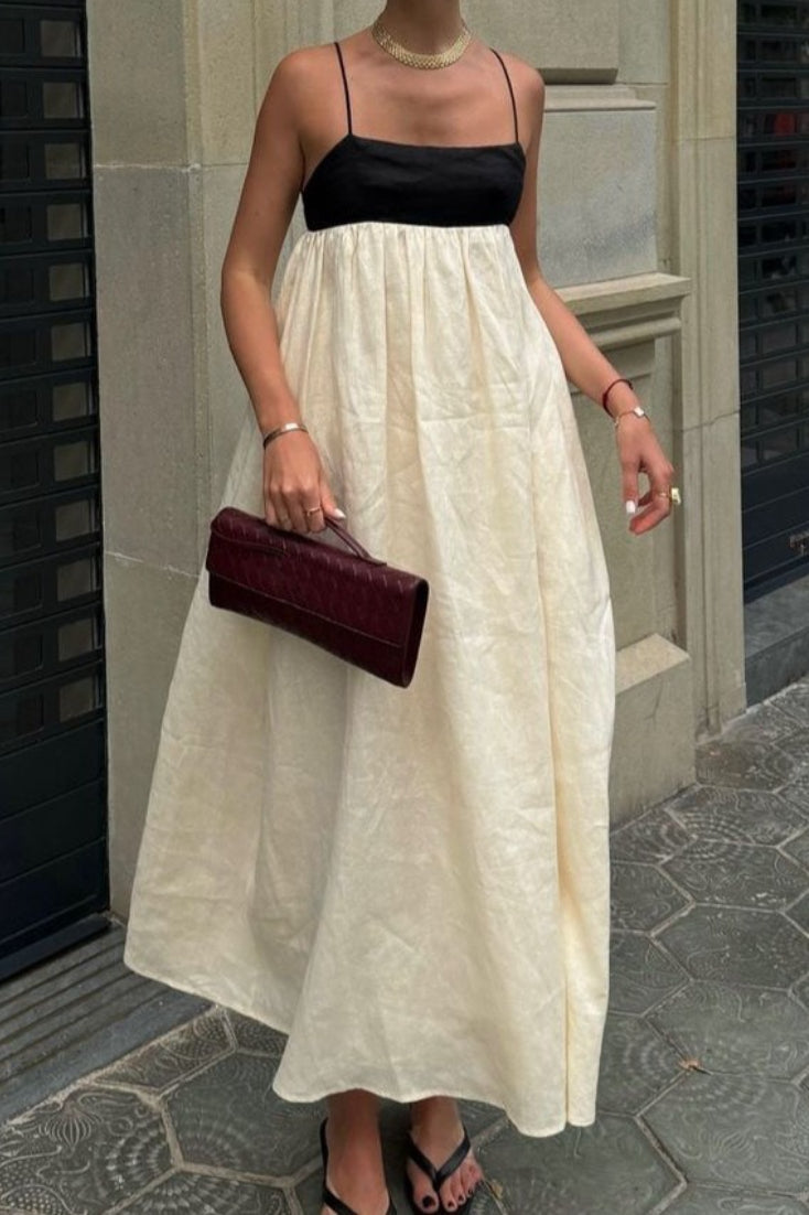 Casual Splice Linen Maxi Vacation Dress
