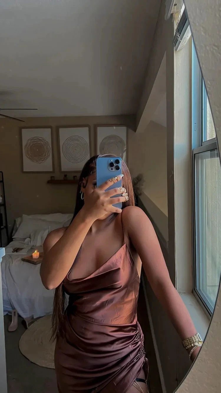Spaghetti Straps Brown Silk Party Dress,Sexy Homecoming Dress (ZD12443)