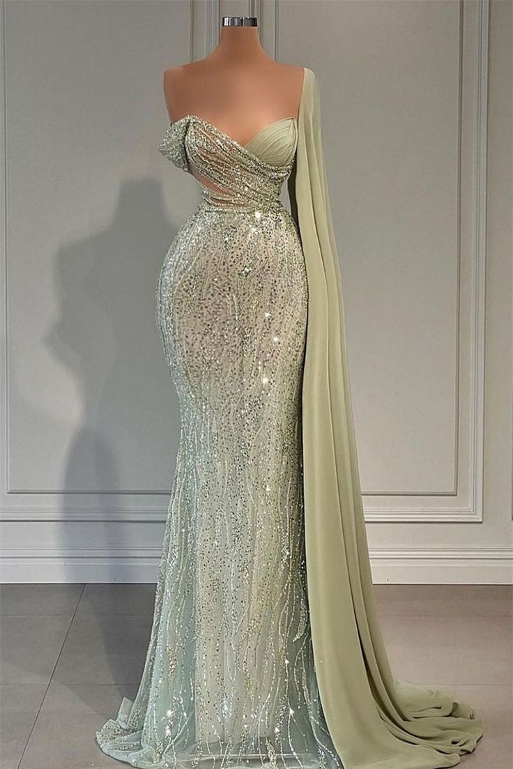 Luxury Sequins Beaded Mermaid Evening Dress Long Party Dress - VelvetHem