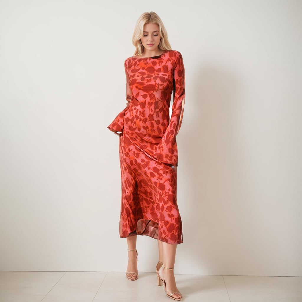 Women Y2K Vintage Round Collar Slim Floral Dress