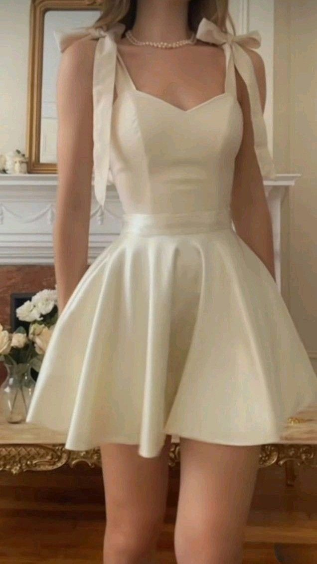 Beautiful White Straps A Line Mini Party Dress Homecoming Dress - VelvetHem