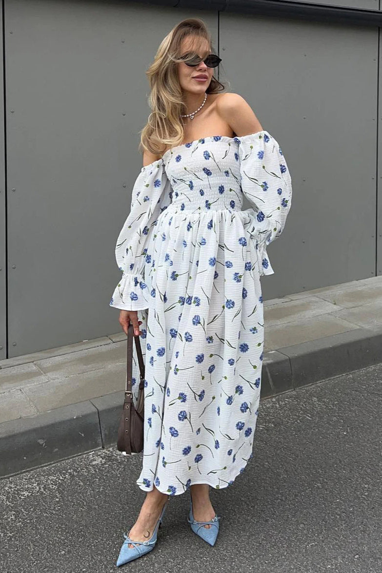 Vintage Ruffle Midi Side Slit Floral Dress - View 3 | VelvetHem