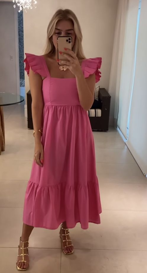 Elegant A-line Pink Evening Dress Pink Vacation Dress Y5278 - VelvetHem