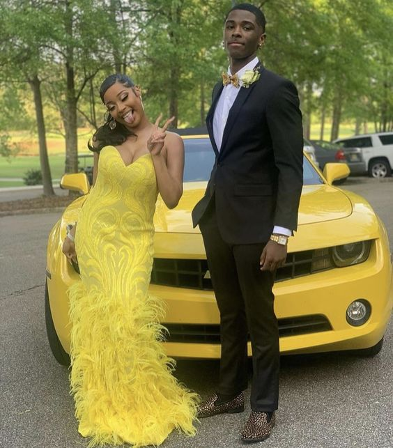 Elegant Yellow Sweetheart Neckline Prom Dress Yellow Evening Dress Y6503 - VelvetHem