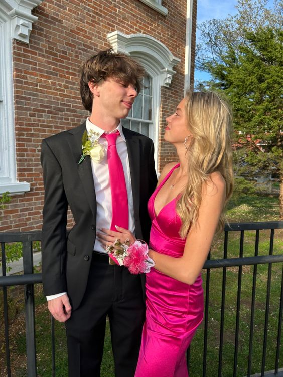 Hot Pink Long Prom Dresses Evening Party Formal Gowns - VelvetHem