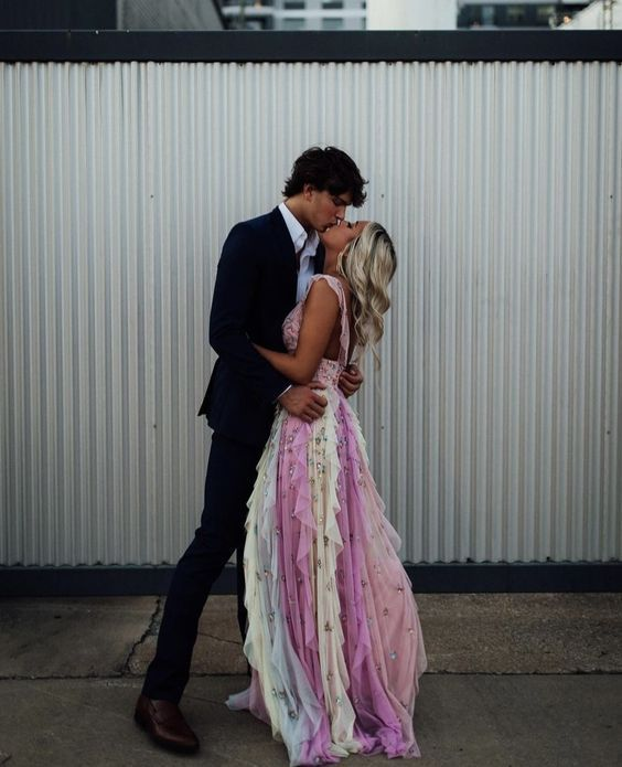 Sweet Princess Long Prom Dress Layered Tulle Ball Gown Evening Dresses - VelvetHem