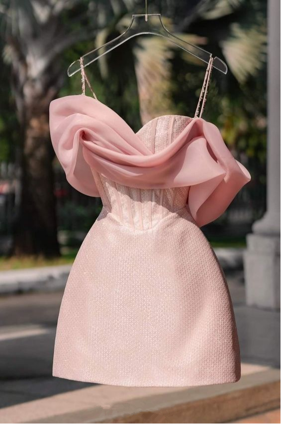 Pink Short Sleeve Bodycon Mini Dress Party Dress Graduation Gifts Lady Short Hoco Dress - VelvetHem