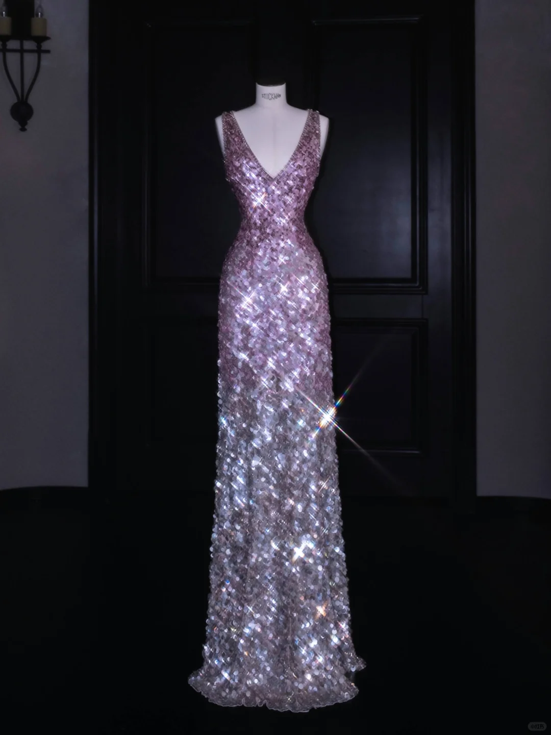 Gorgeous Pink V Neck Sequins Long Prom Dress Evening Dress Y8688 - VelvetHem