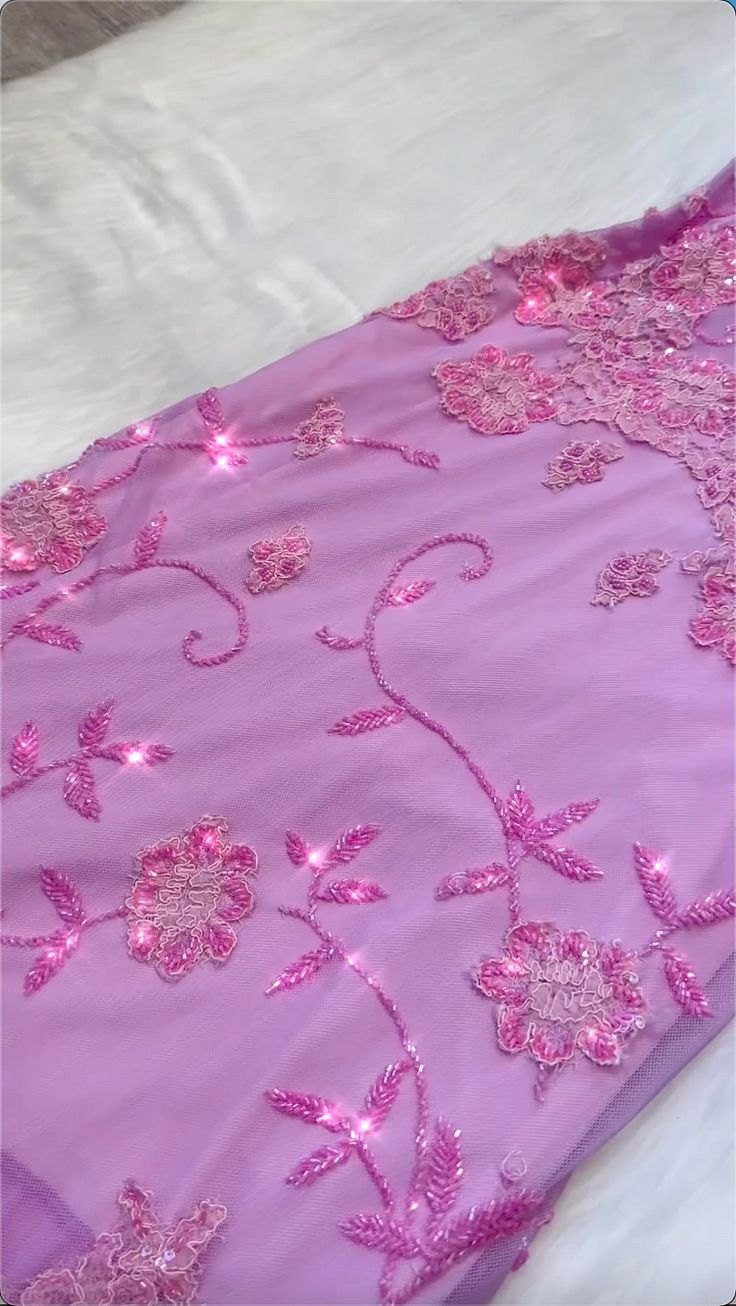 Sparkly Tulle Lace Beaded Prom Dress Pink Party Evening Gown - View 4 | VelvetHem