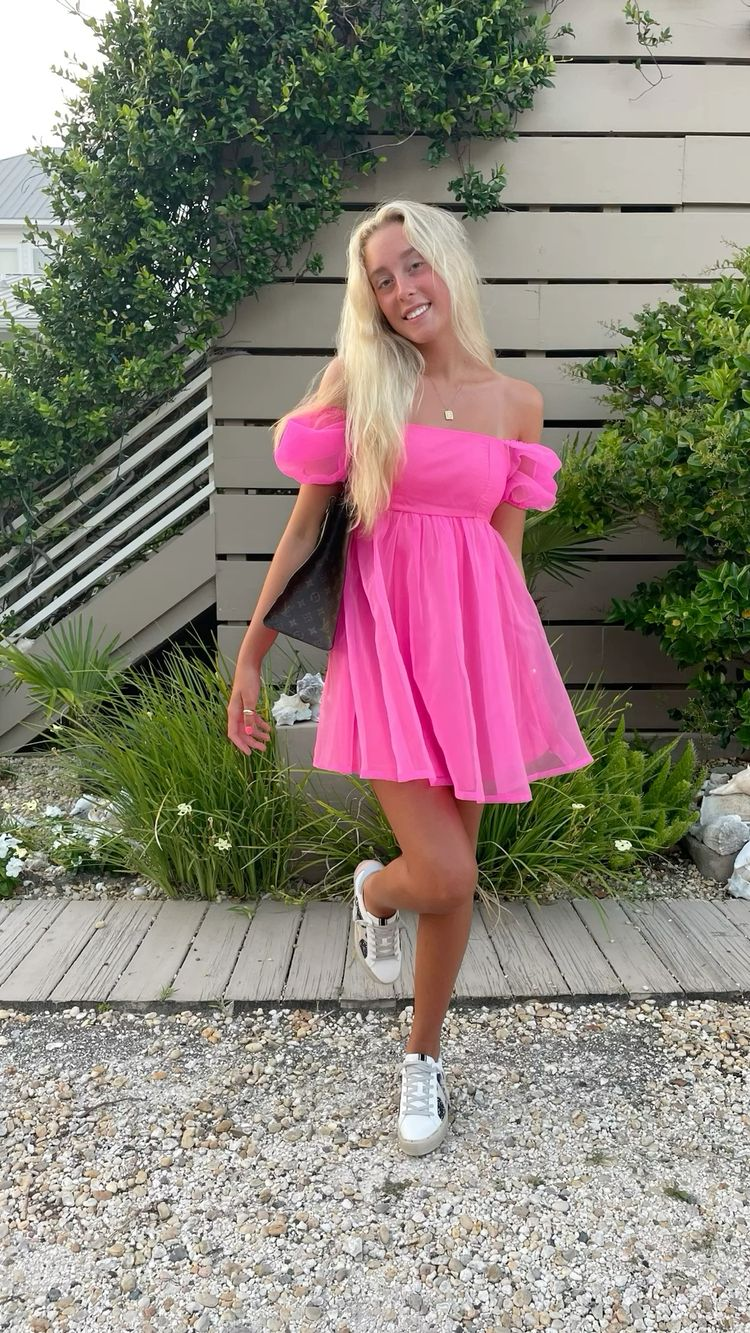 Cute A-line Homecoming Dress Hot Pink Beach Dress Y2385 - VelvetHem