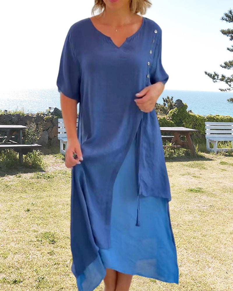 Narges Asymmetrical Dress with Short Sleeves for Women Stylish Outfit